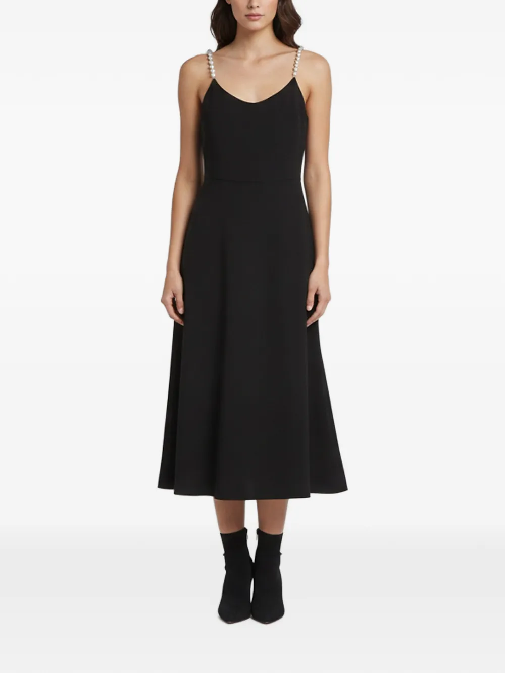 Miu Miu Pre-Owned pearl-strap midi dress - Noir