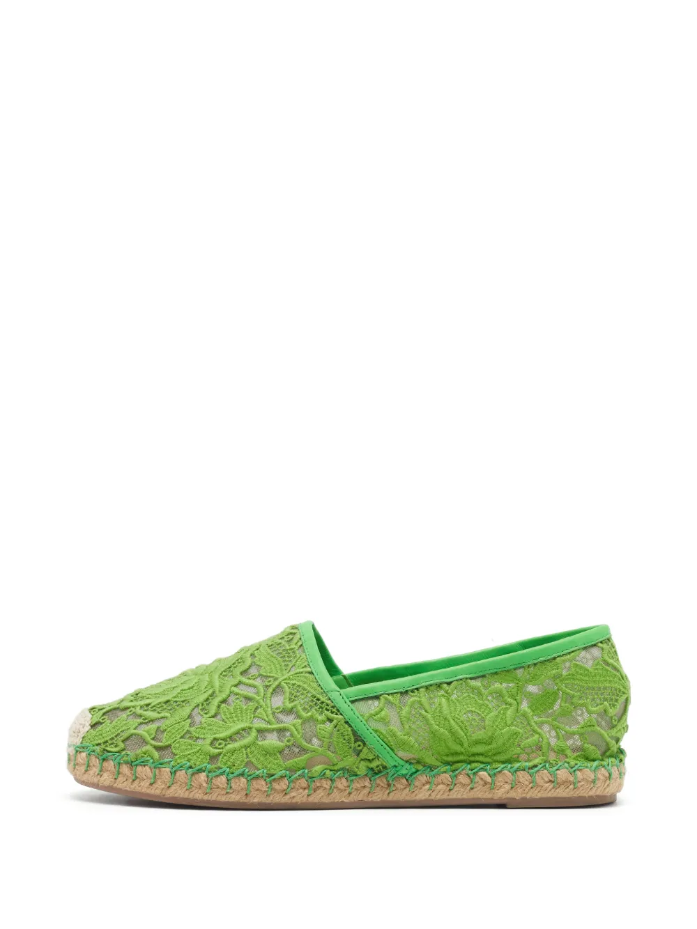 Valentino Garavani Pre-Owned round-toe lace-detail espadrilles - Grün