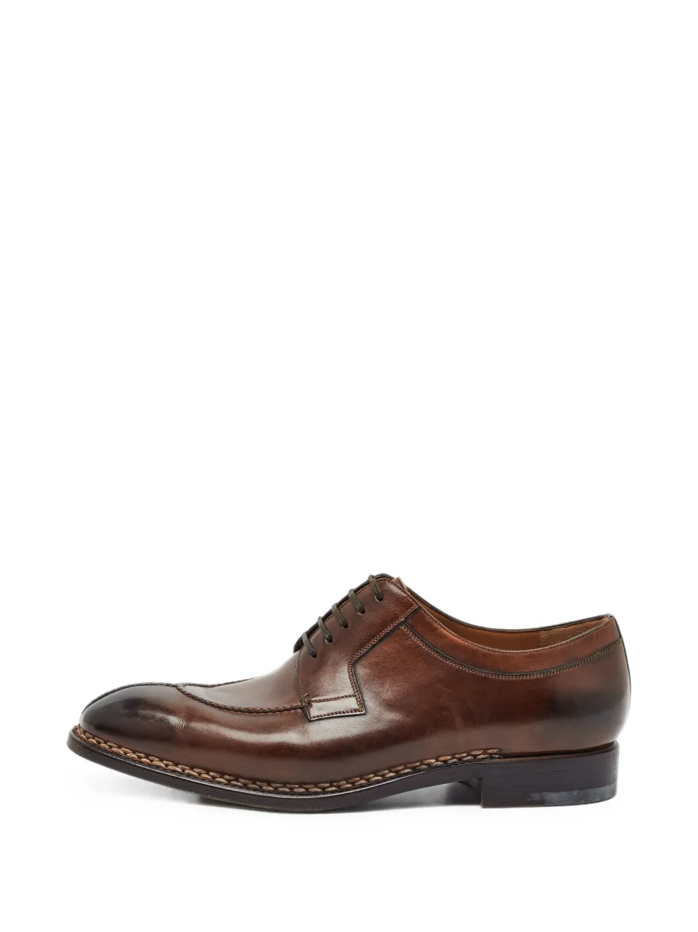 Ferragamo Pre-Owned apron-seam leather Derby shoes - Marron Ferragamo Pre-Owned apron-seam leather Derby shoes - Marron