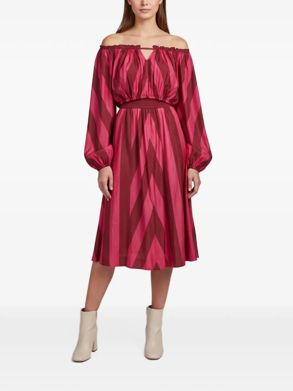 ZIMMERMANN Tiggy chevron-print skirt set - Rosso