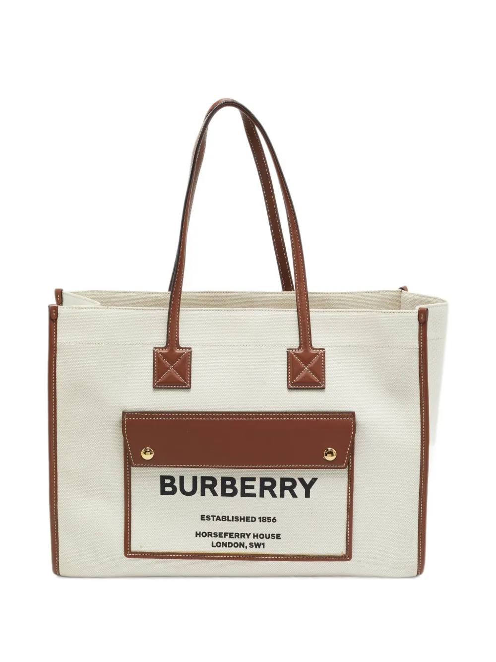 Burberry Pre-Owned Freya Horseferry canvas tote bag - Tons neutres