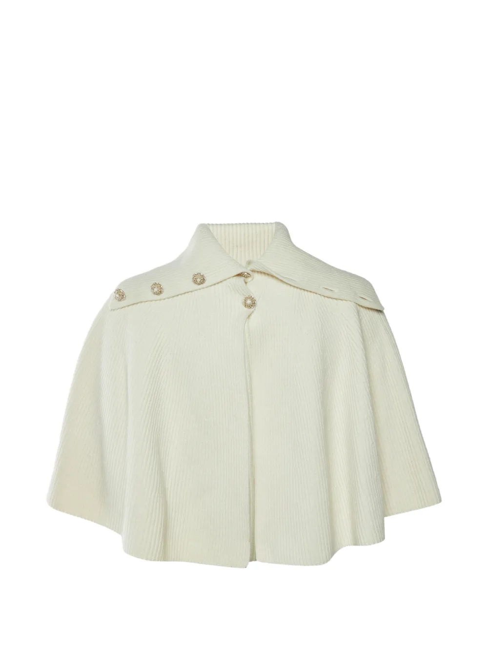 CHANEL Pre-Owned rib-knit button-detail cape - Nude
