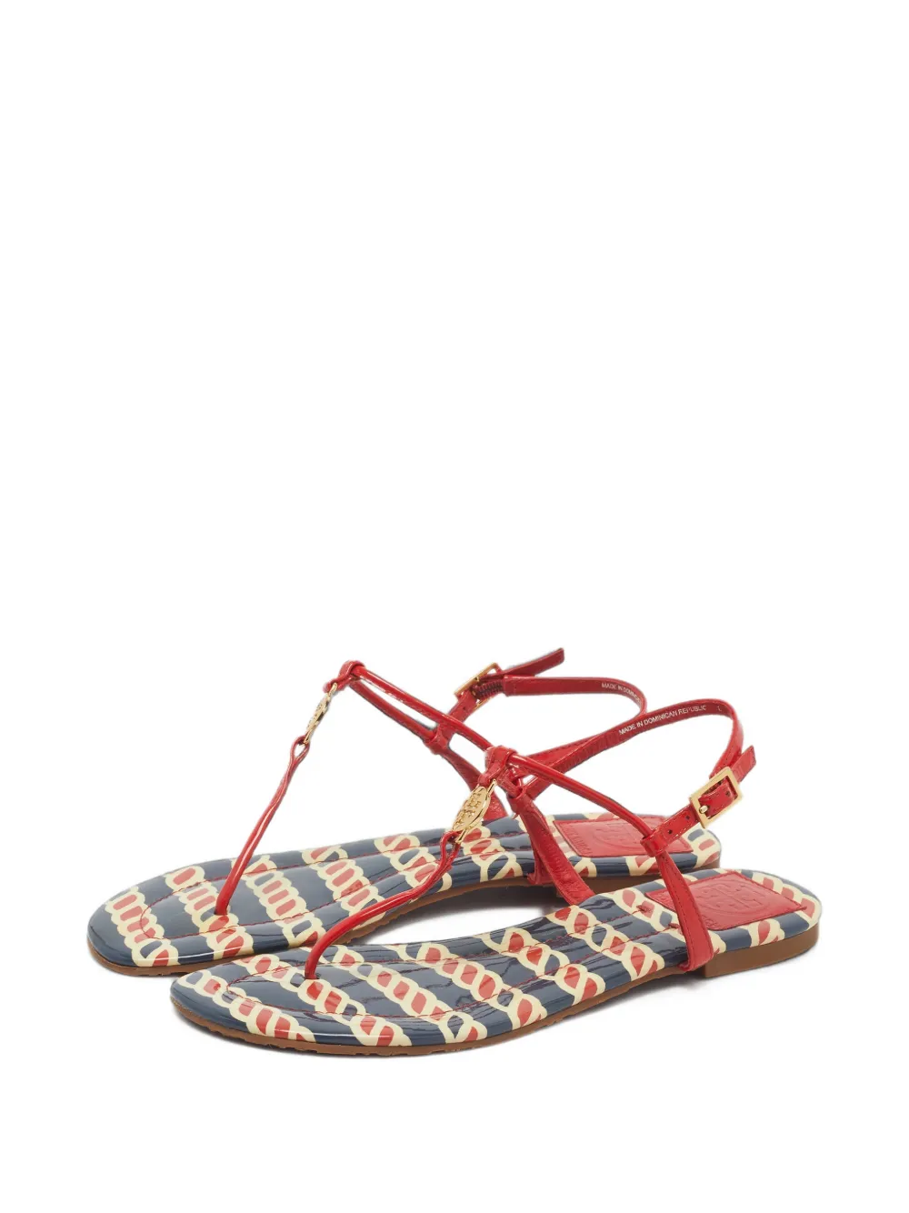 Tory Burch Emmy logo-plaque flat sandals - Rouge Tory Burch Emmy logo-plaque flat sandals - Rouge