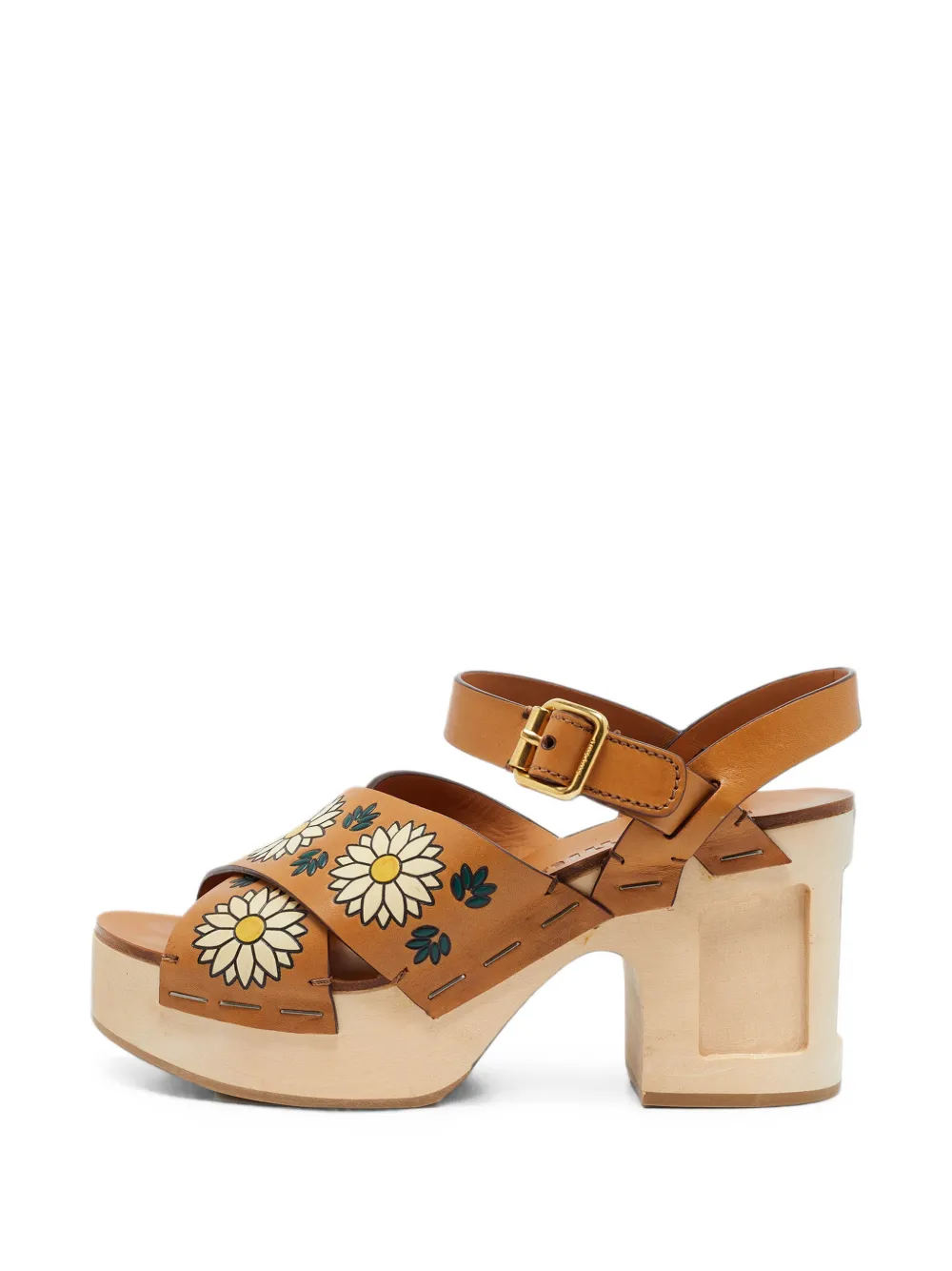 Miu Miu Pre-Owned floral-print platform sandals - Marron Miu Miu Pre-Owned floral-print platform sandals - Marron