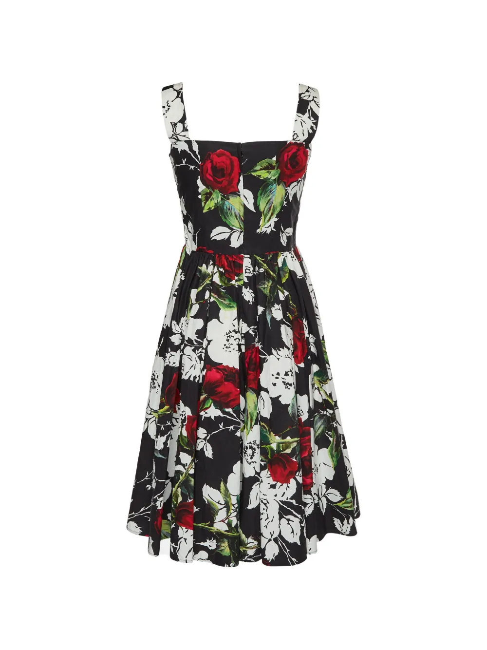 Dolce & Gabbana Pre-Owned rose-print gathered midi dress - Black