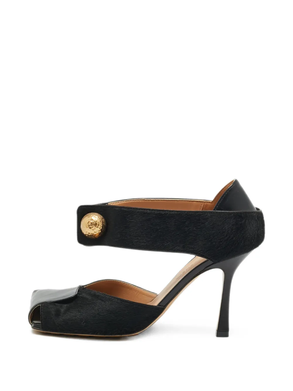 Bottega Veneta Pre-Owned escarpins en cuir façon poulain à bout carré - Noir Bottega Veneta Pre-Owned escarpins en cuir façon poulain à bout carré - Noir