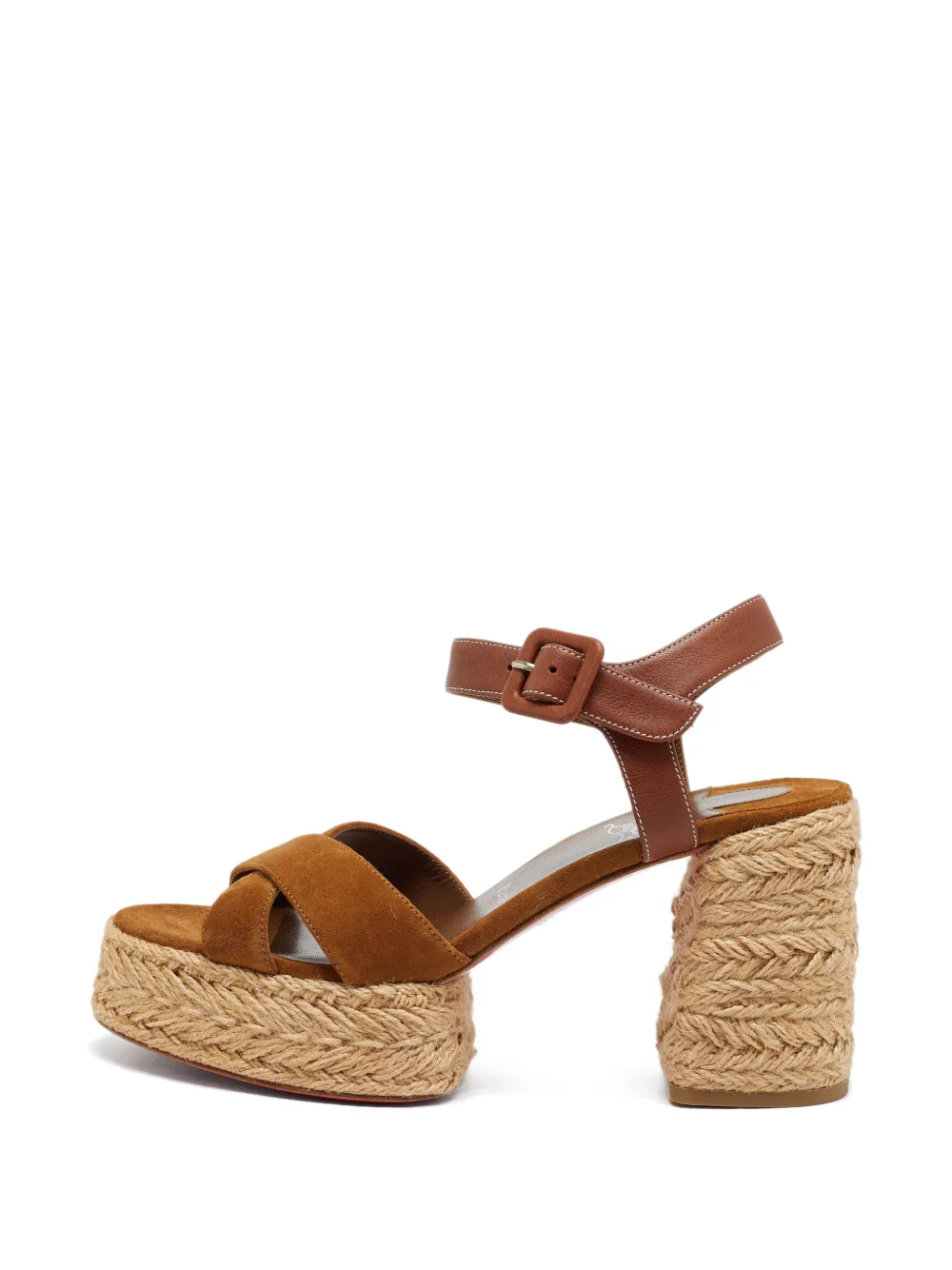 Christian Louboutin Pre-Owned Calakala Plateau-Sandalen mit Knöchelriemen - Braun