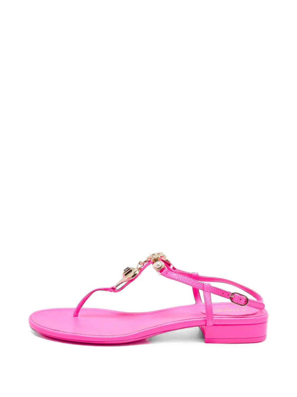 Pre-owned Chanel Cc Heart-charm Sandals In Pink