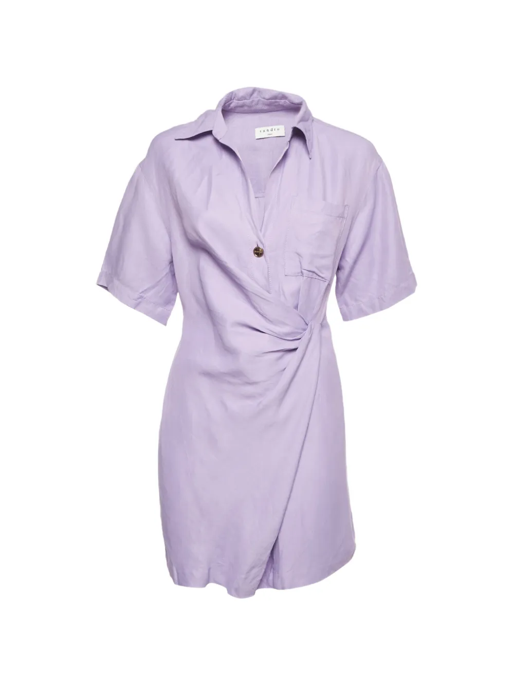 SANDRO draped short-sleeve mini shirt dress - Viola