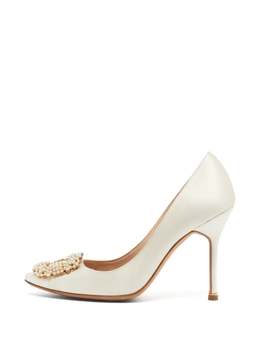 Manolo Blahnik escarpins Hangisi à boucle ornée de cristaux - Tons neutres