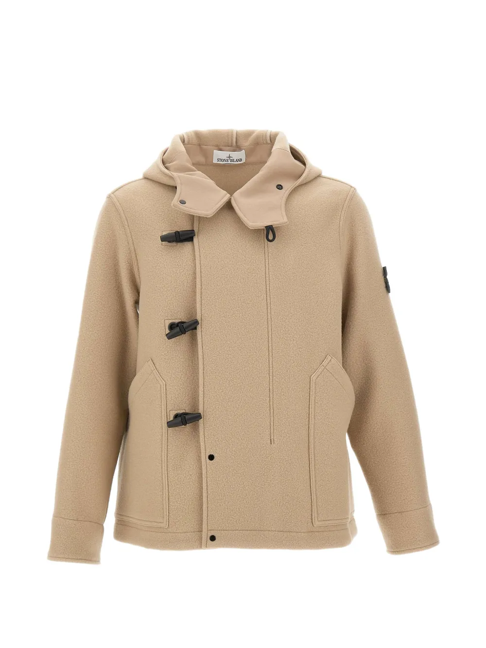 Stone Island 4100039 Heavy Melton Short Parka With Toggle-button Closure In Brown