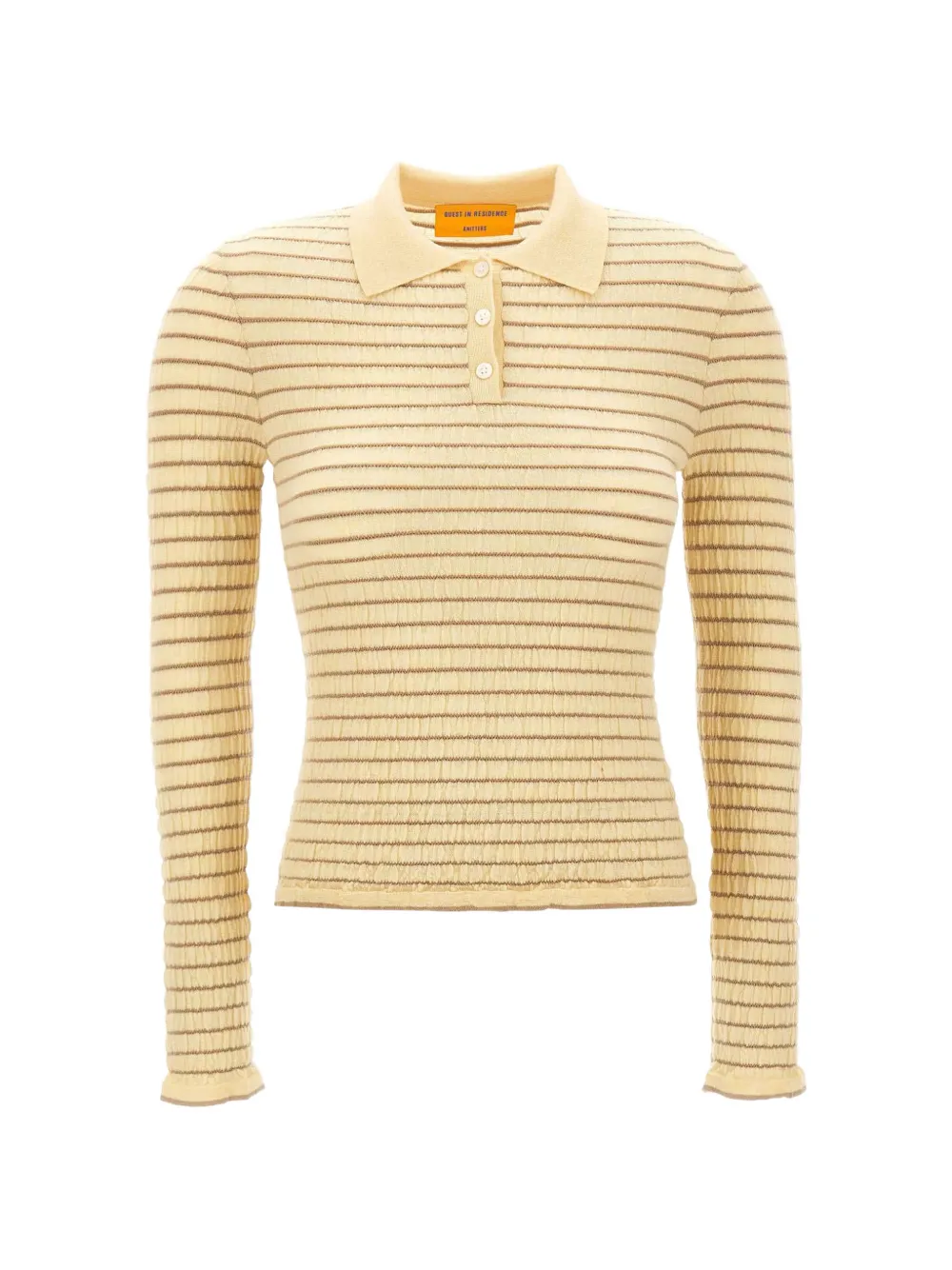 Guest In Residence striped smocked polo shirt