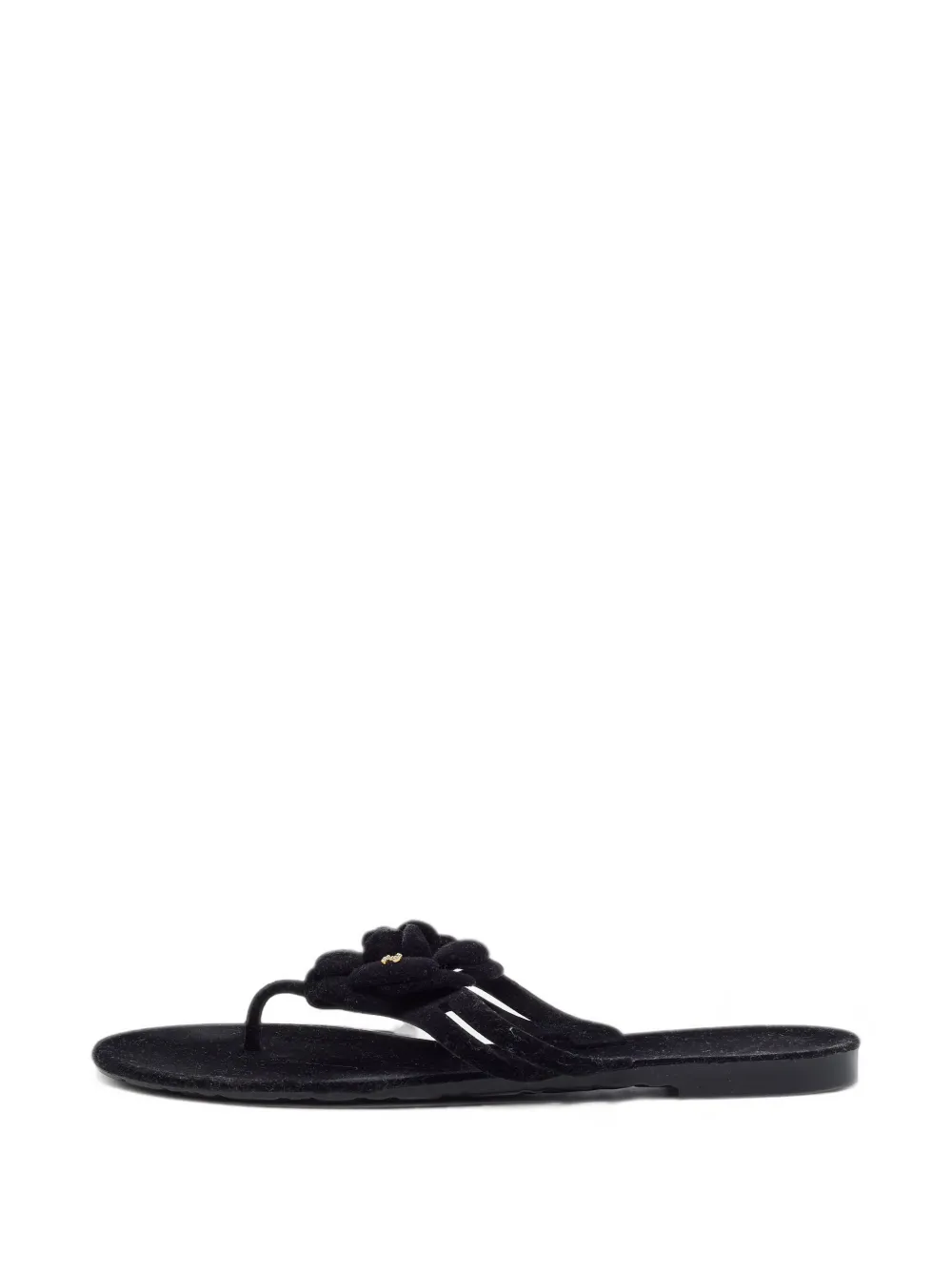 Pre-owned Chanel Cc Camellia Thong Sandals In Blue