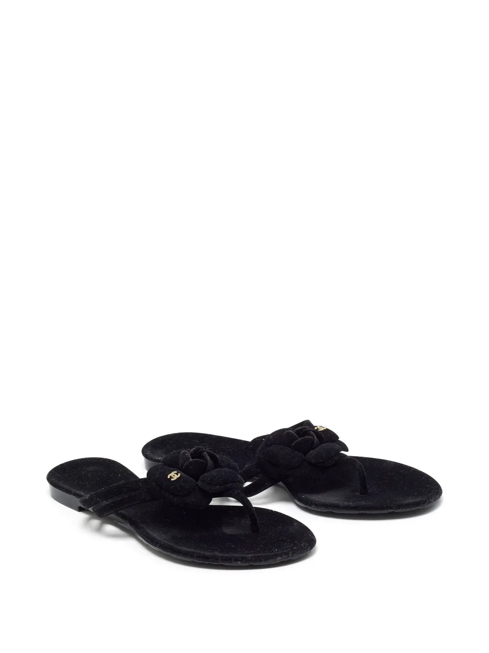 CHANEL Pre-Owned CC Camellia Sandalen mit Zehensteg - Blau