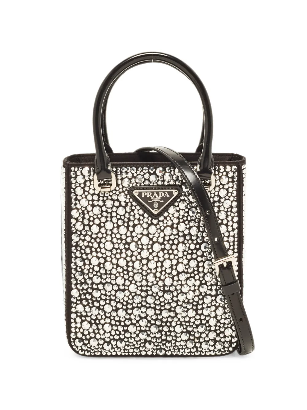 Prada Pre-Owned Panier crystal-embellished tote bag - Noir Prada Pre-Owned Panier crystal-embellished tote bag - Noir