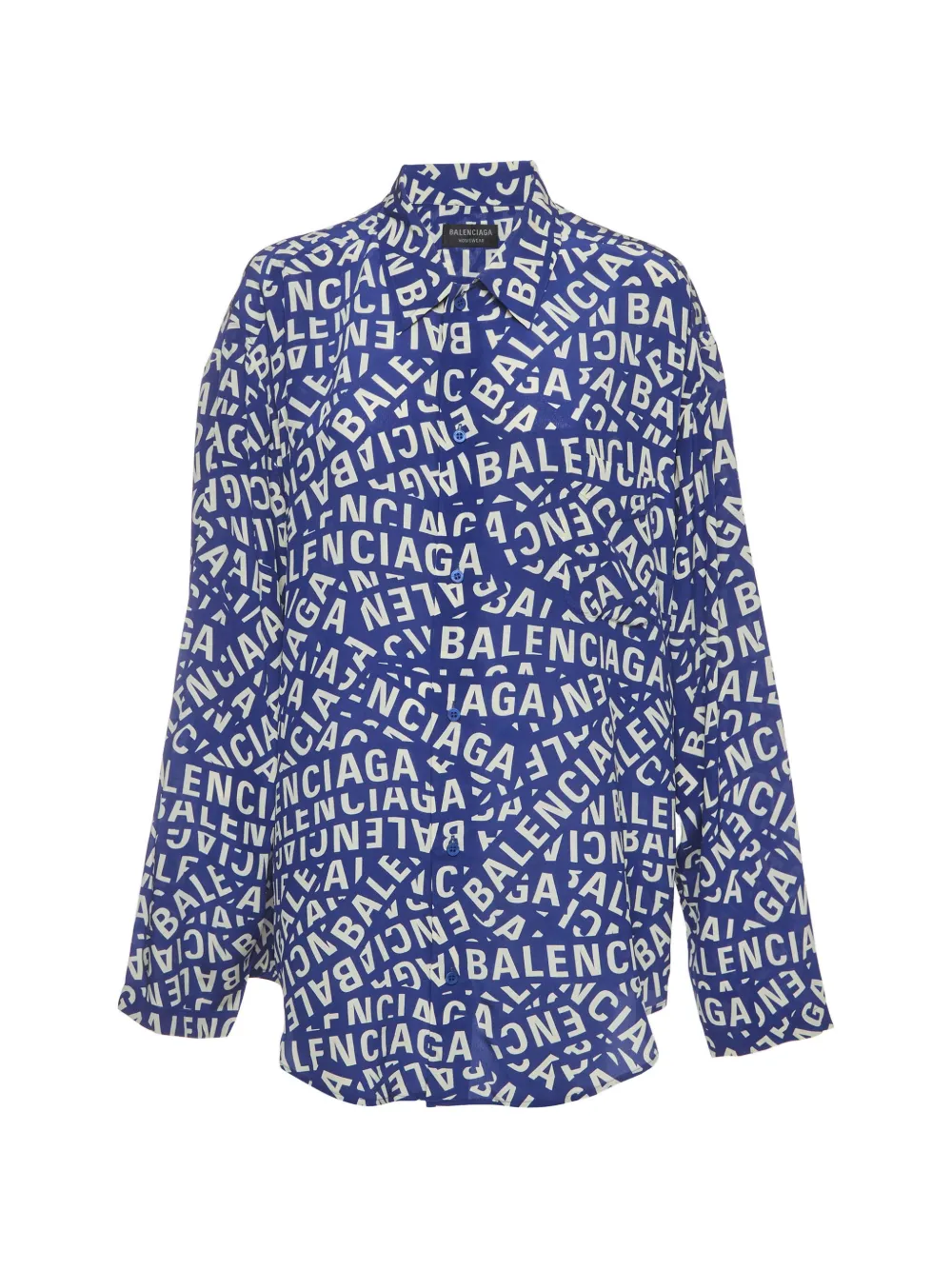 Balenciaga Pre-Owned Hemd mit Logo-Print - Blau