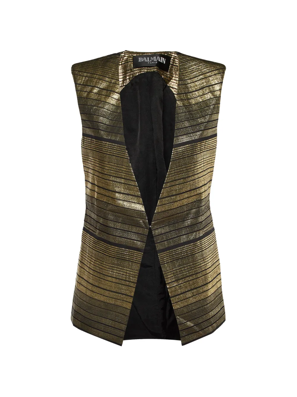 Pre-owned Balmain Lurex Horizontal-stripe Vest In Gold