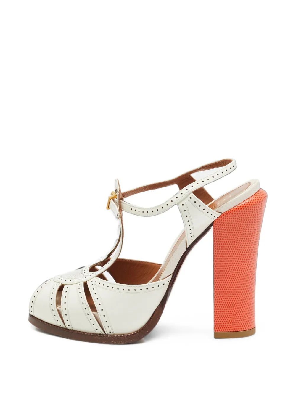 Fendi Pre-Owned sandales à découpes, talon et bride cheville - Blanc