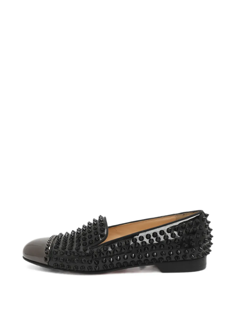Christian Louboutin Pre-Owned Glitz spiked cap toe smoking slippers - Schwarz
