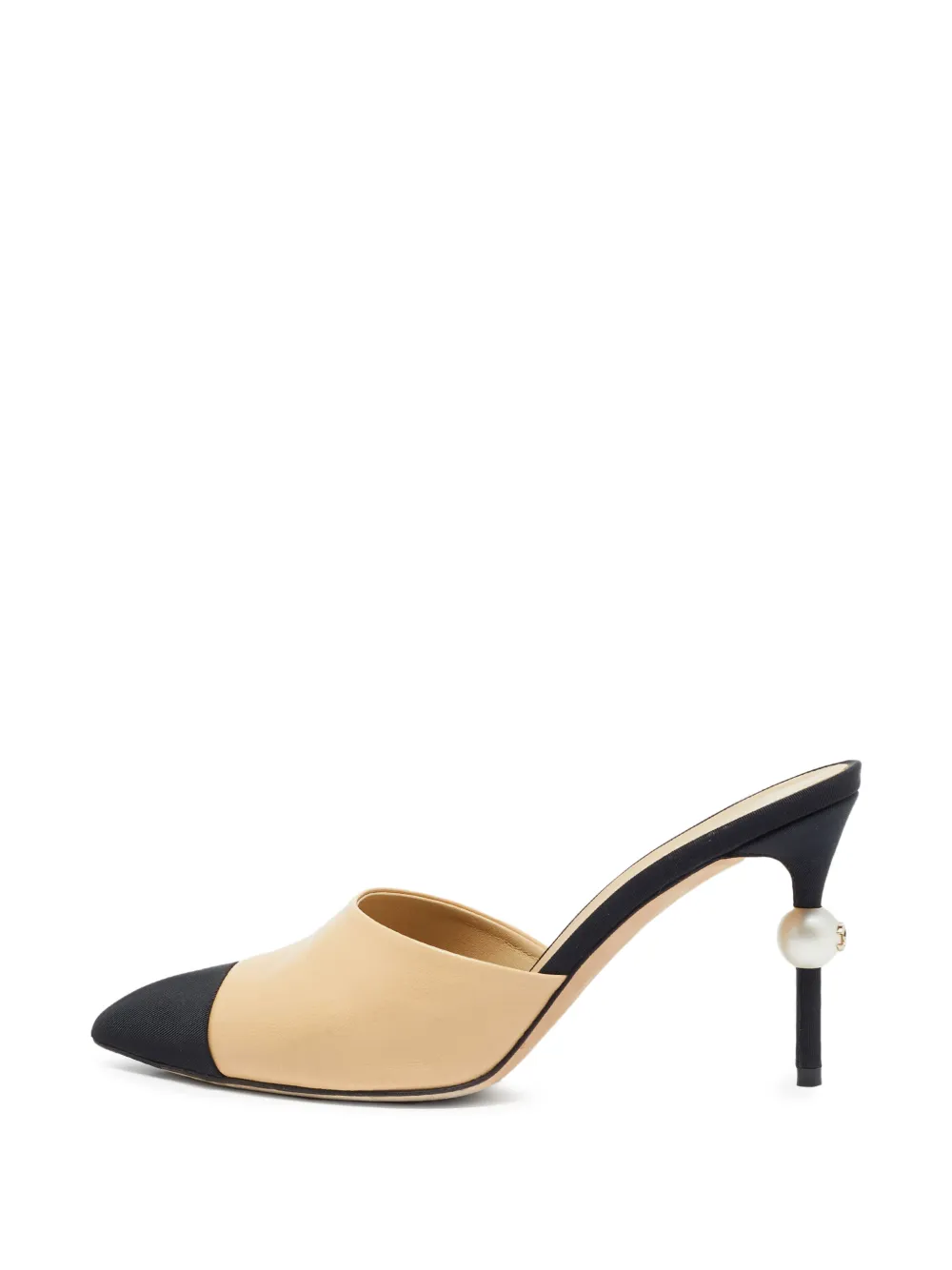 CHANEL Pre-Owned CC faux-pearl embellished mules - Nude