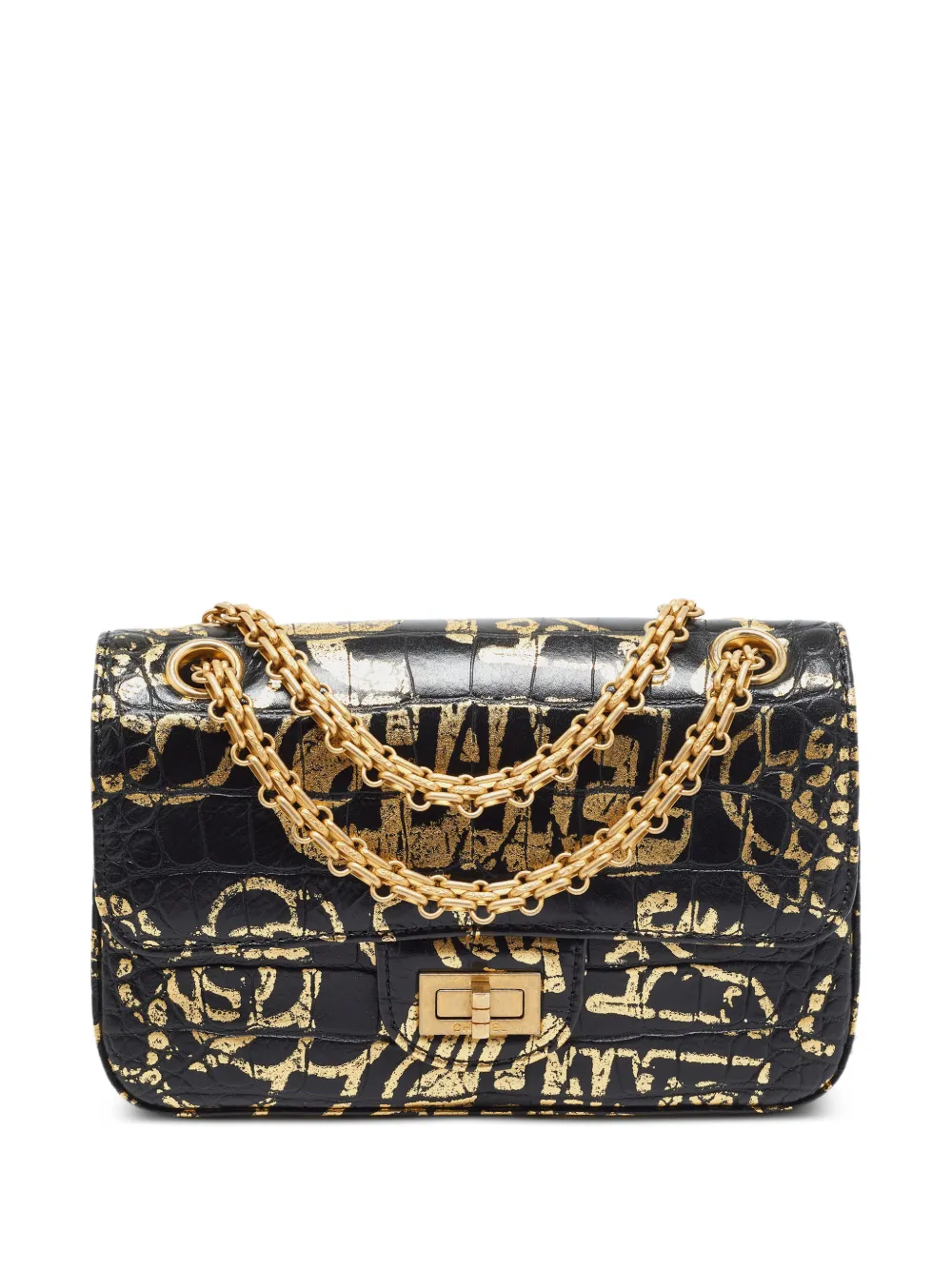 CHANEL Pre-Owned 2019-2020 mini Reissue 2.55 Schultertasche mit Graffiti-Print - Schwarz