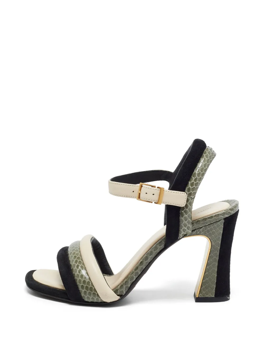 Tory Burch snakeskin-embossed ankle-strap heeled sandals - Grün