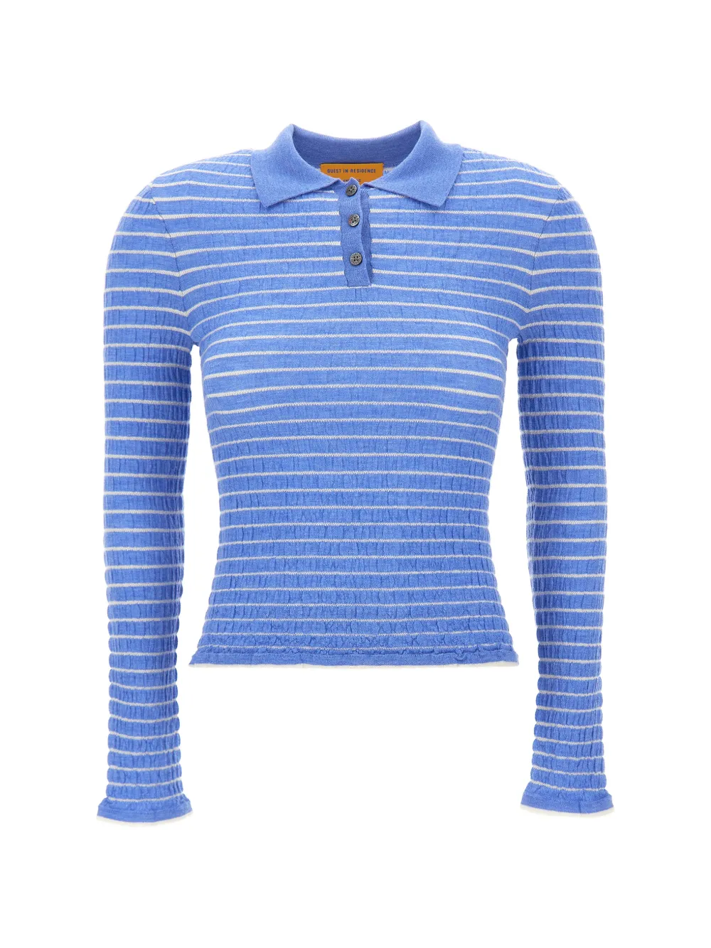 Guest In Residence striped smocked polo shirt