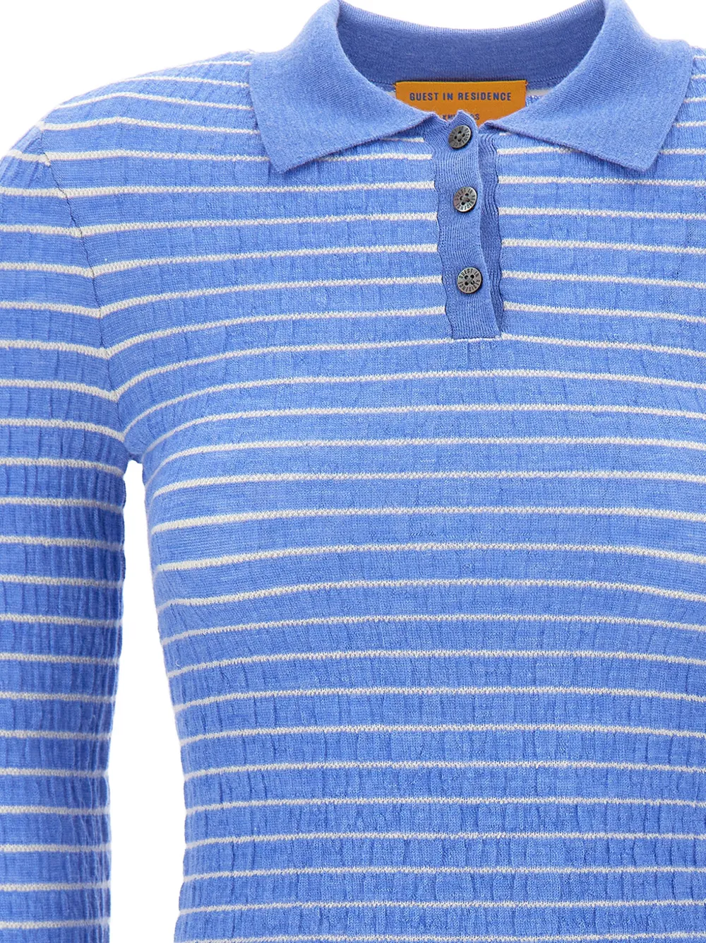 Guest In Residence Gesmockt gestreept poloshirt Blauw