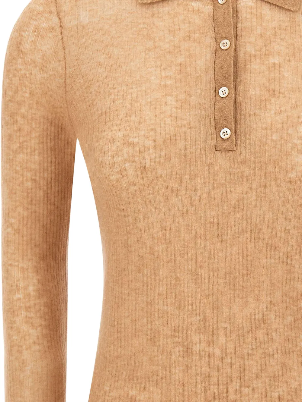 ASPESI ribbed-knit long-sleeve polo shirt Beige