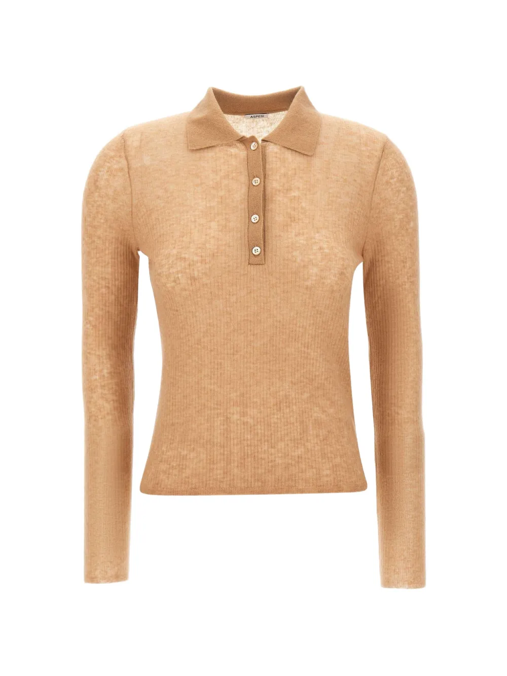 ASPESI ribbed-knit long-sleeve polo shirt