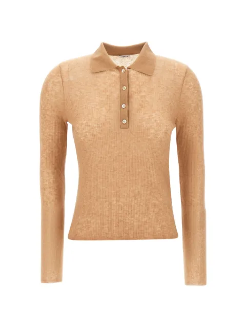 ASPESI ribbed-knit long-sleeve polo shirt