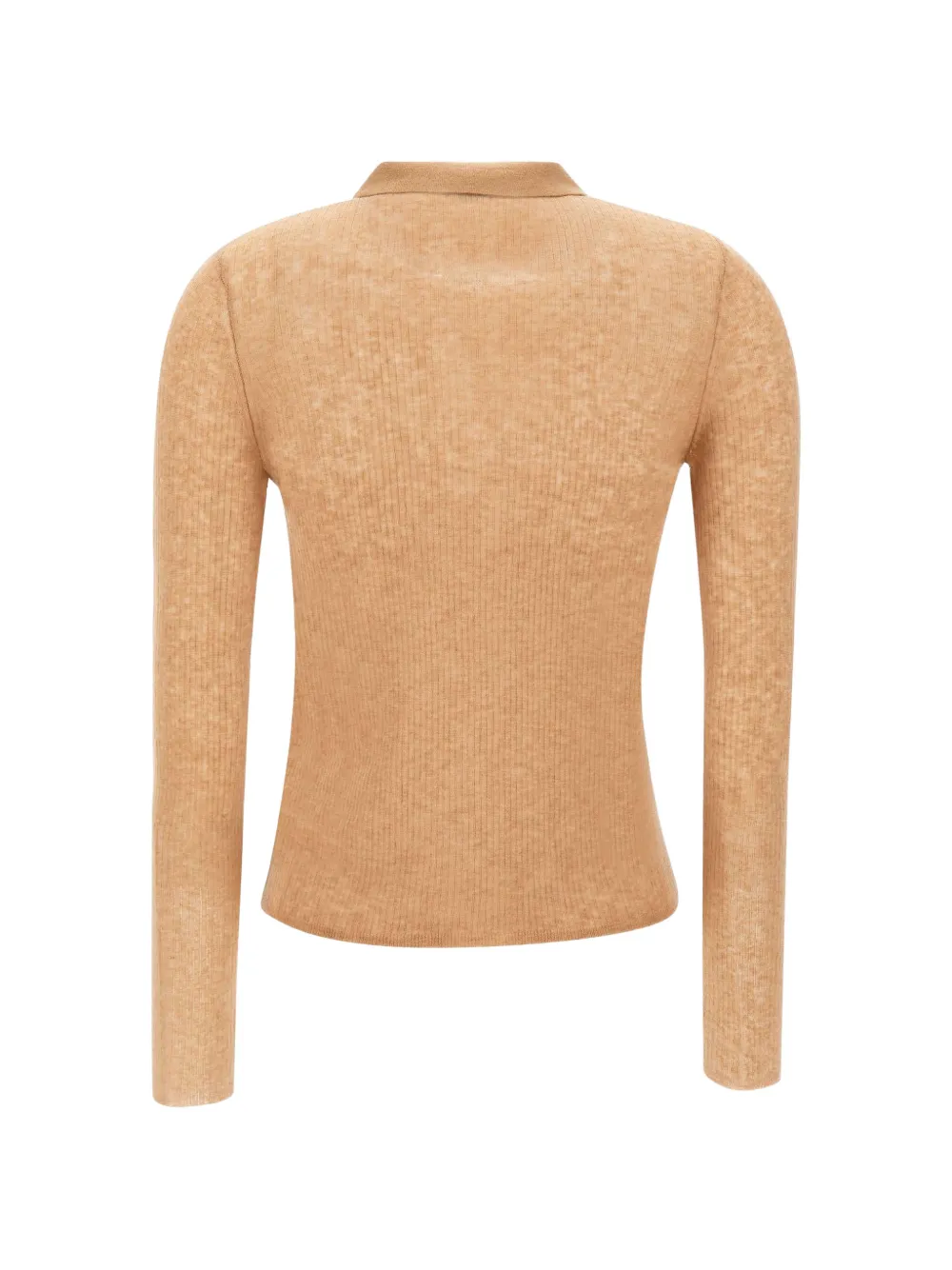 ASPESI ribbed-knit long-sleeve polo shirt Beige