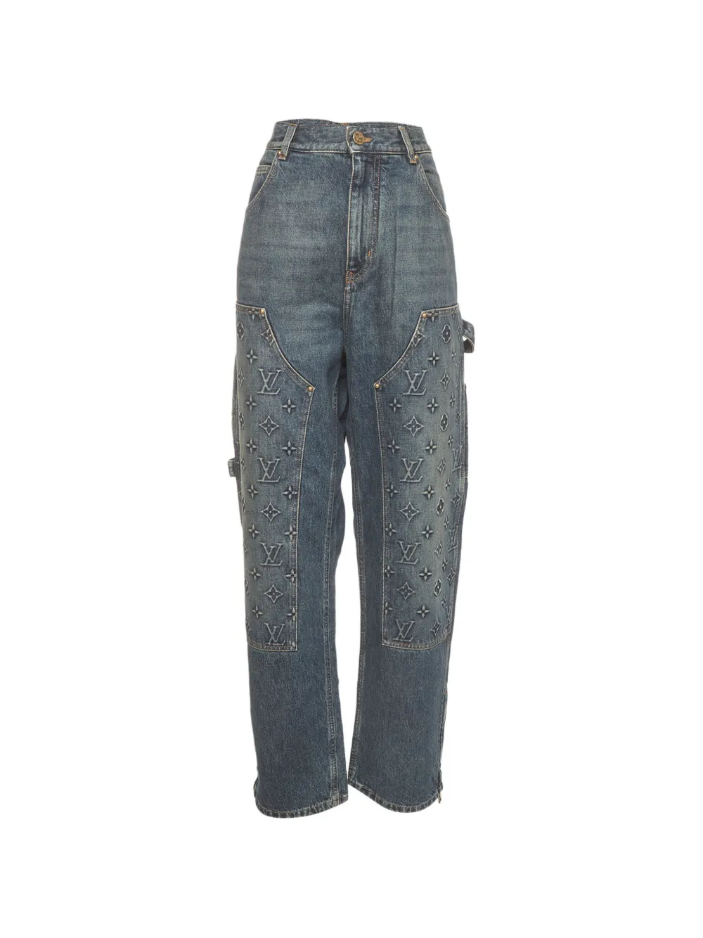 Louis Vuitton Pre-Owned Monogram straight-leg jeans - Bleu Louis Vuitton Pre-Owned Monogram straight-leg jeans - Bleu