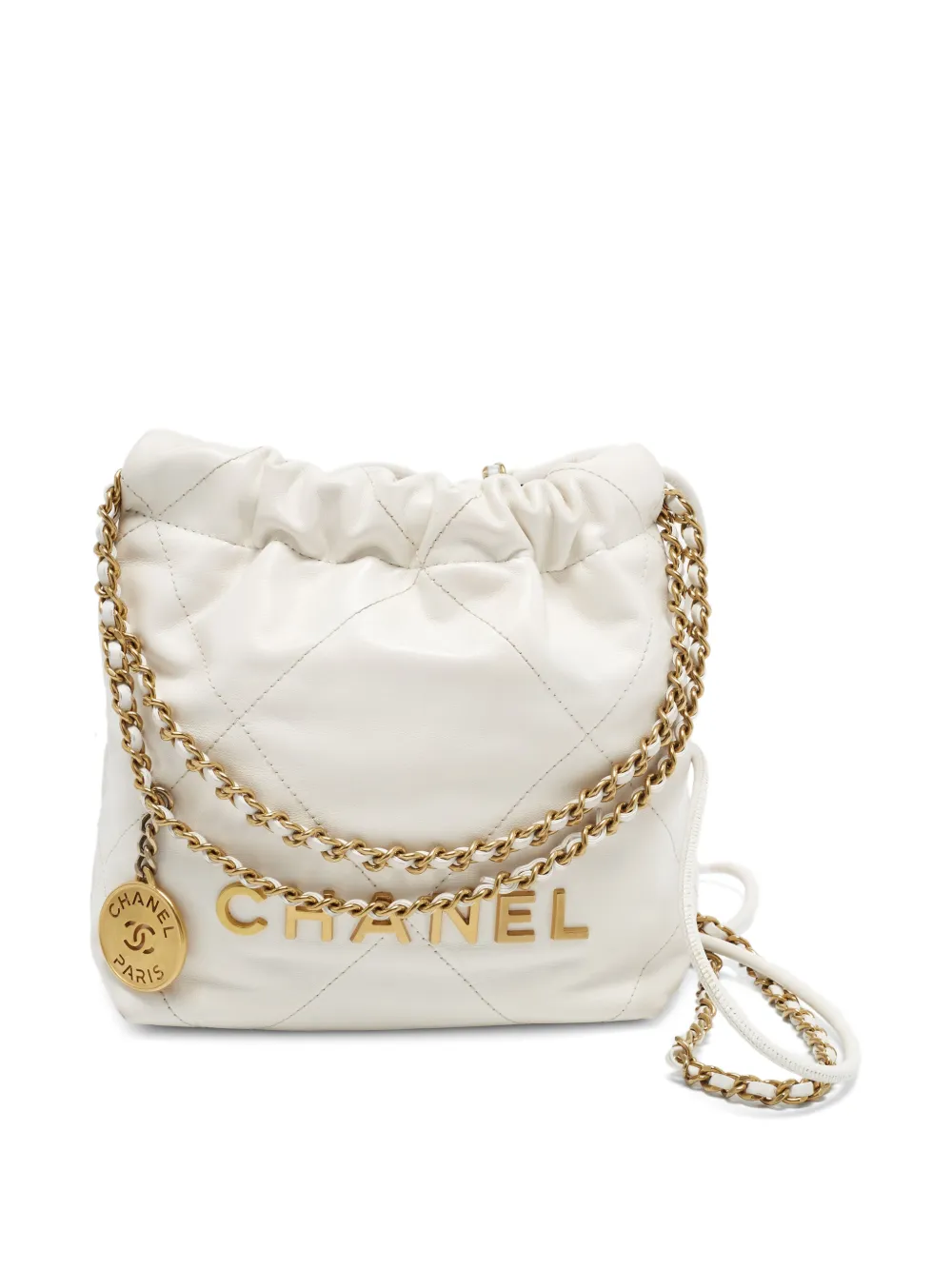 CHANEL Pre-Owned 22 mini quilted shoulder bag - White