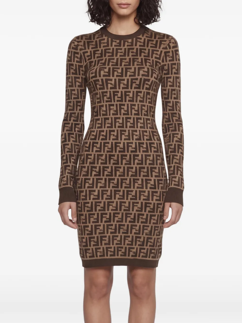 Fendi Pre-Owned Zucca-jacquard mini dress - Braun
