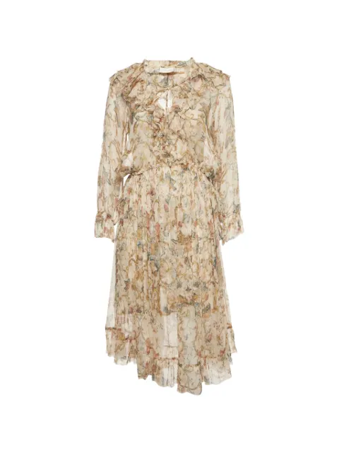 ZIMMERMANN floral-print ruffled midi dress