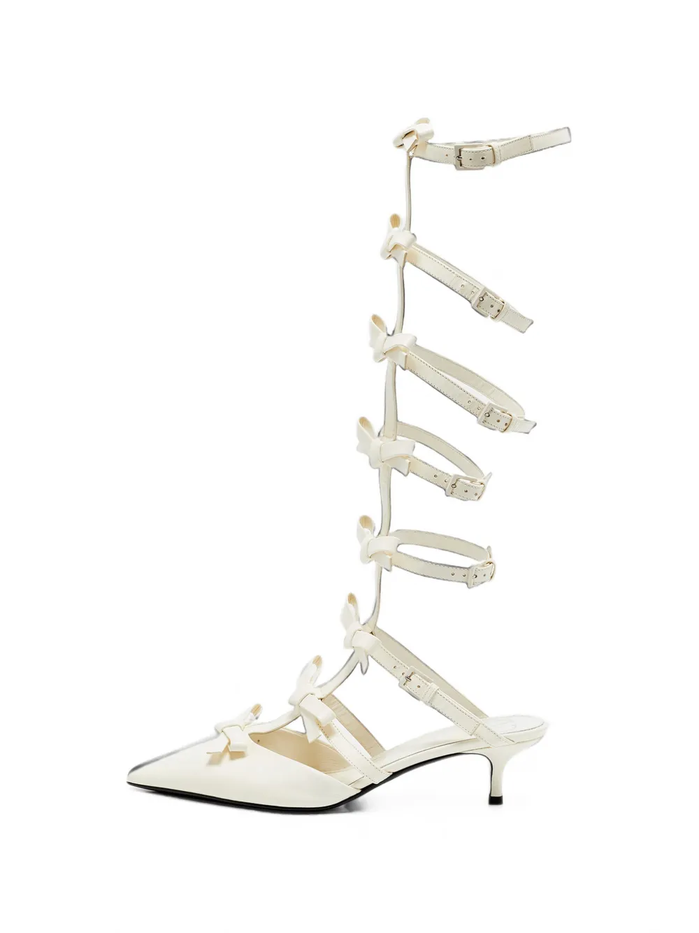 Valentino Garavani Pre-Owned bow-embellished knee-high cage sandals - Blanc