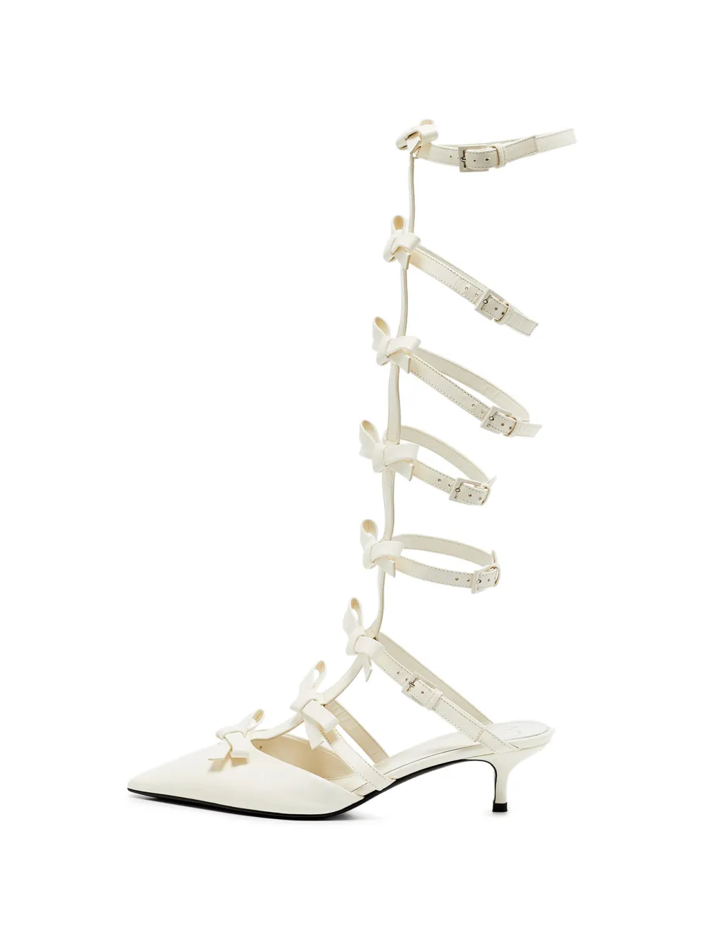 Valentino Garavani Pre-Owned bow-embellished knee-high cage sandals - Weiß