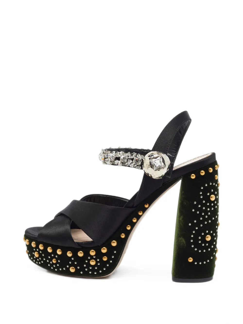 Miu Miu Pre-Owned crystal-embellished ankle-strap sandals - Noir Miu Miu Pre-Owned crystal-embellished ankle-strap sandals - Noir