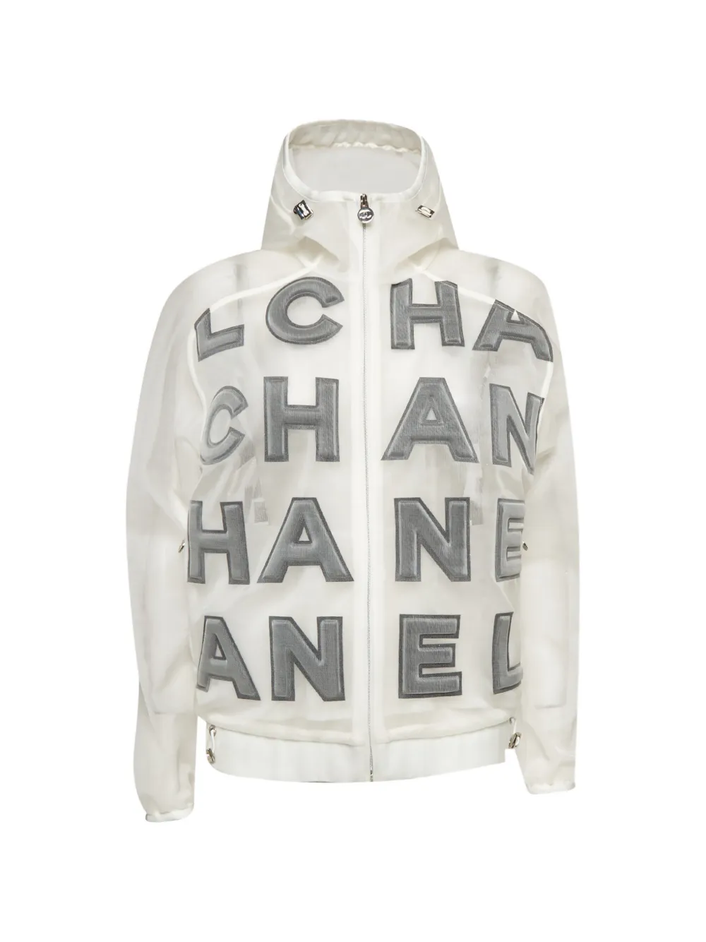 CHANEL Pre-Owned appliqué mesh hoodie - Blanc CHANEL Pre-Owned appliqué mesh hoodie - Blanc