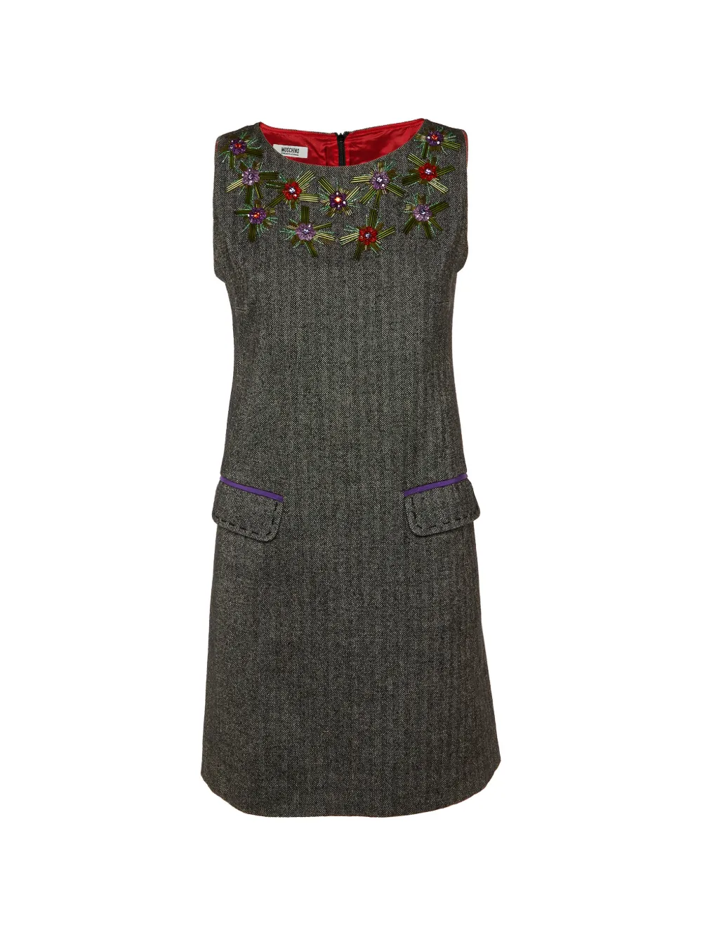 Moschino Cheap & Chic robe évasée à motif et ornements - Gris