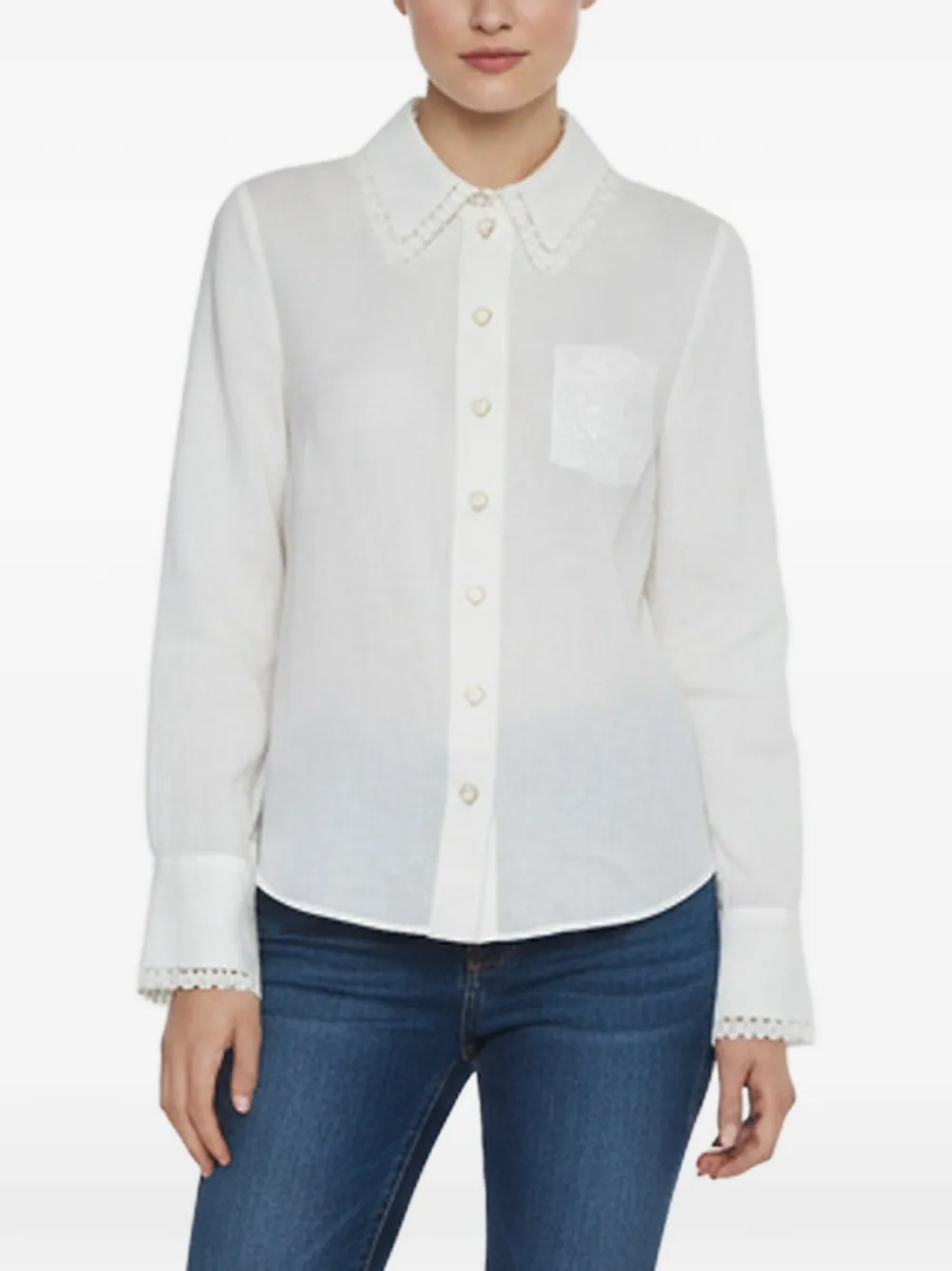 ZIMMERMANN sweat à logo brodé et dentelle - Blanc