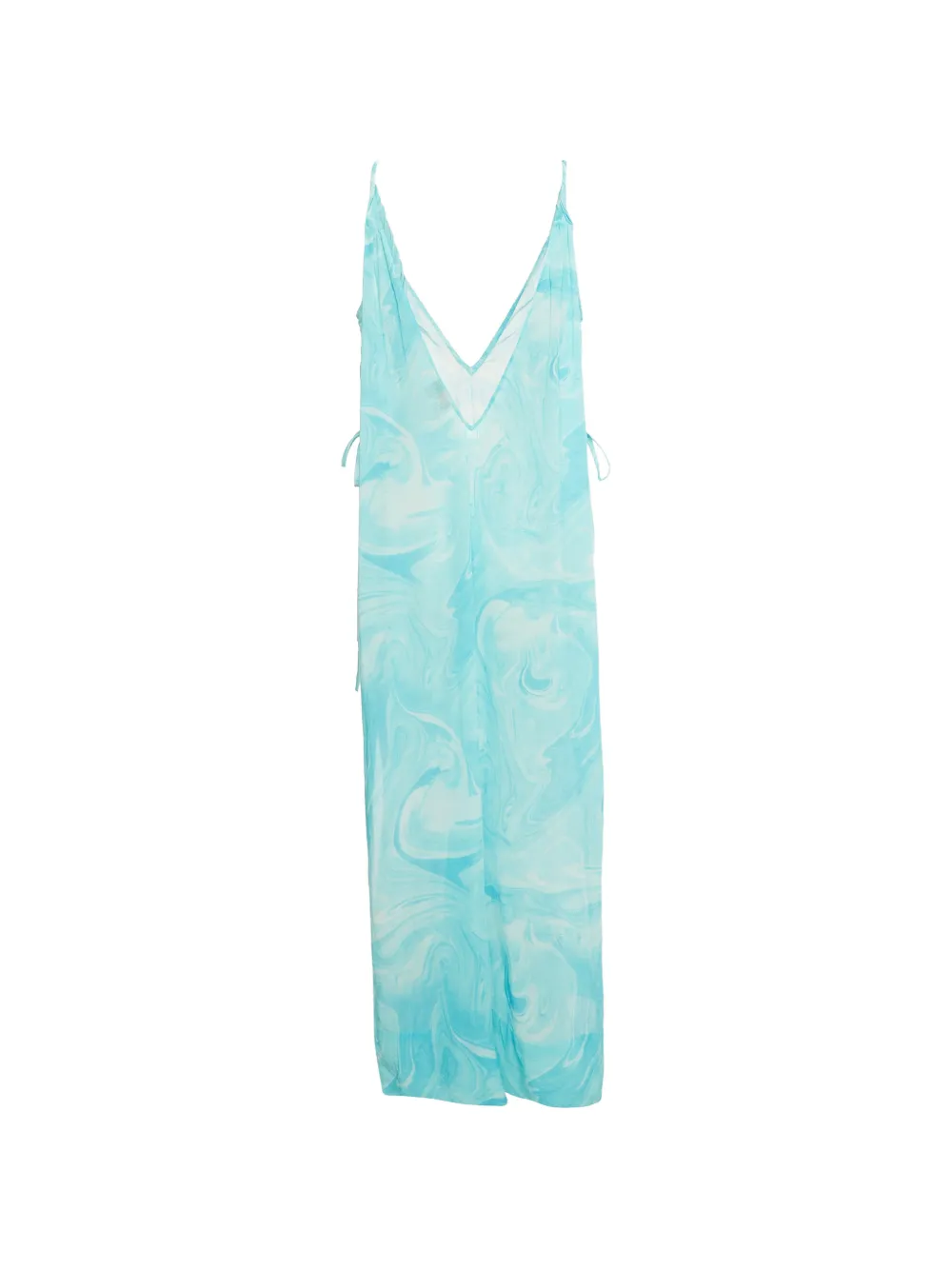 GANNI marble-print side-tie midi dress - Blu