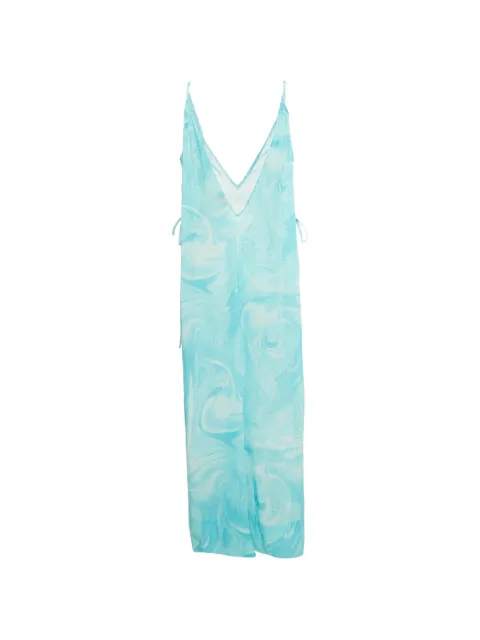 GANNI marble-print side-tie midi dress