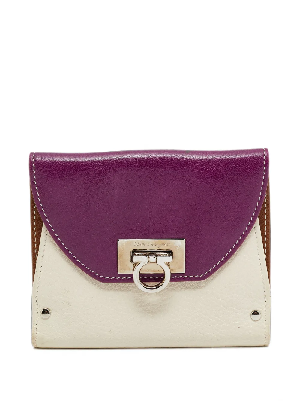 Ferragamo Pre-Owned Gancini trifold leather wallet - Marrone