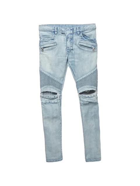 Balmain Pre-Owned distressed biker jeans