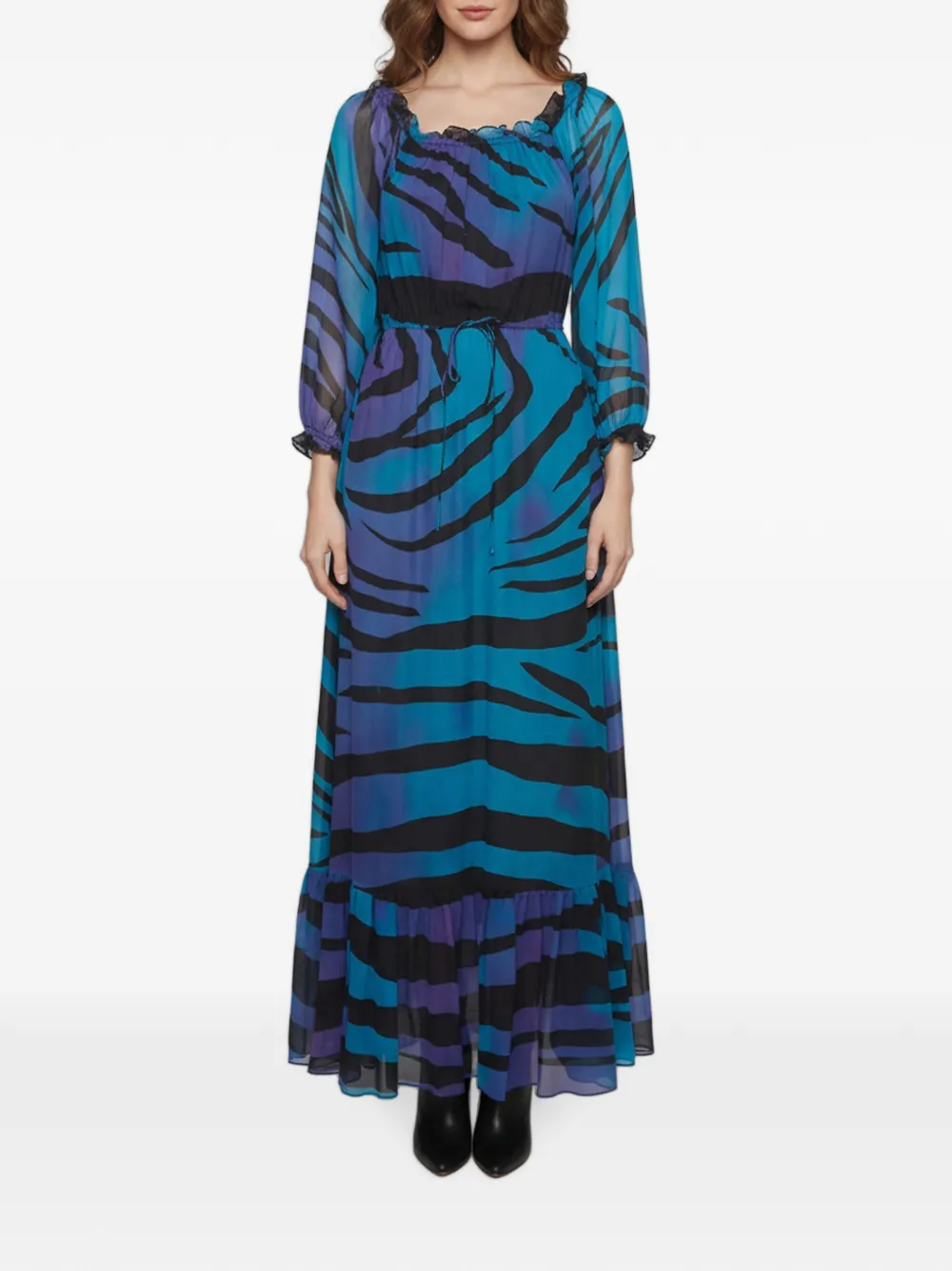DVF Diane von Furstenberg abstract-print ruffled maxi dress - Bleu DVF Diane von Furstenberg abstract-print ruffled maxi dress - Bleu