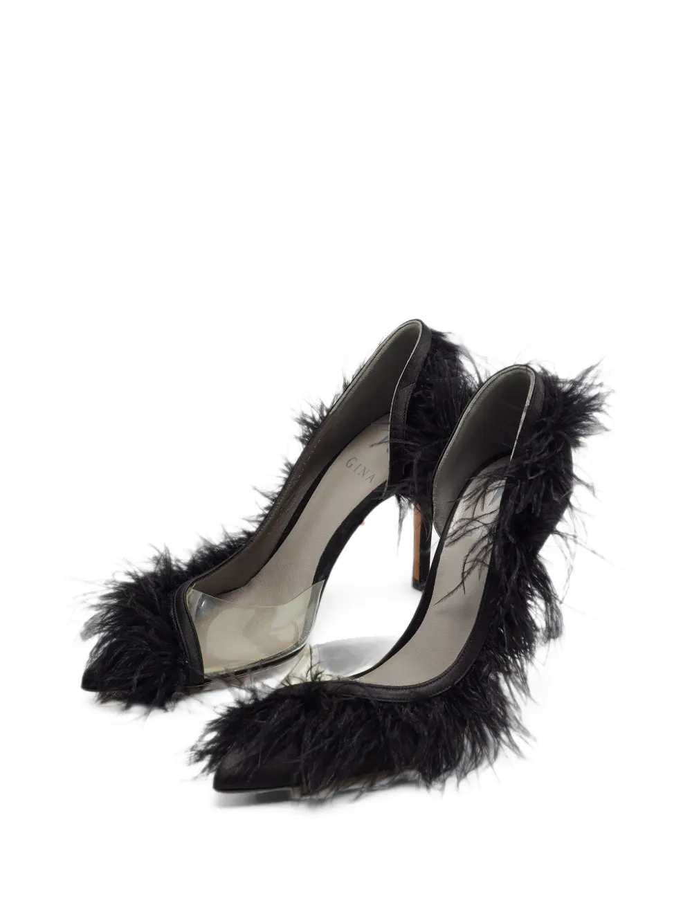 Gina feather-trim d'Orsay pumps - Noir Gina feather-trim d'Orsay pumps - Noir