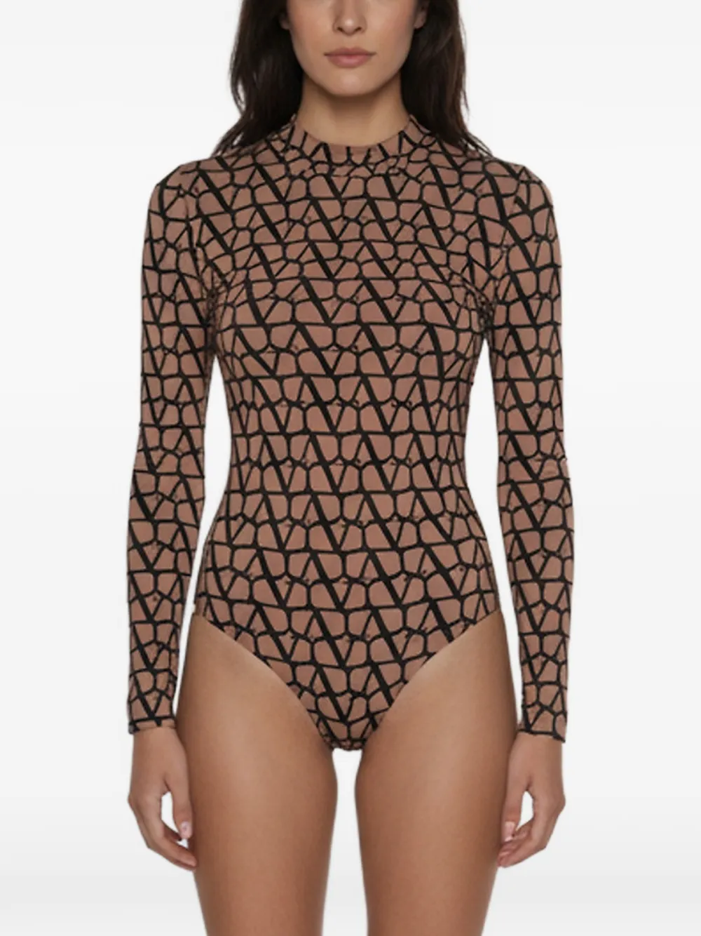 Valentino Garavani Pre-Owned Iconographe print bodysuit - Braun