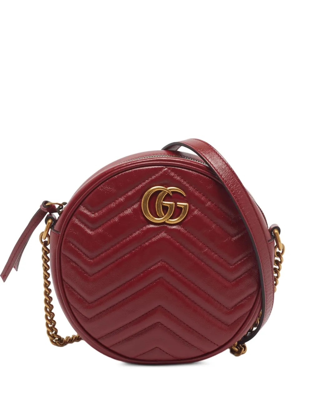 Gucci Pre-Owned mini GG Marmont logo-plaque shoulder bag - Rosso